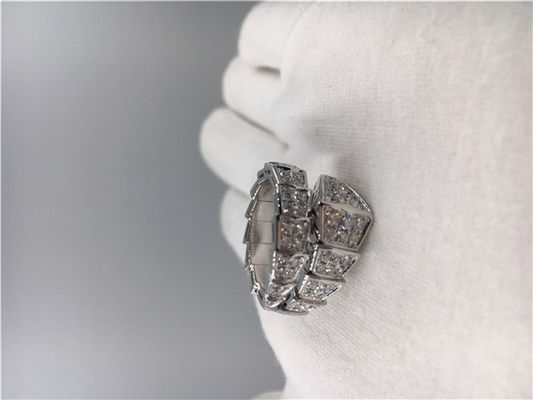 Kualitas Cincin Pertunangan Berlian Emas Putih Serpenti 18k yang Disesuaikan Klasik pabrik