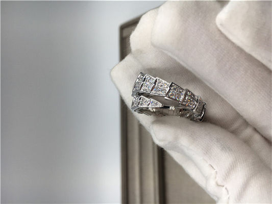 Kualitas Cincin Pertunangan Berlian Emas Putih Serpenti 18k yang Disesuaikan Klasik pabrik