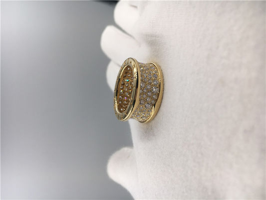 Kualitas Perhiasan Mewah Mens Wedding Bands, Cincin Perhiasan Mewah Vintage Emas Kuning 18k Dengan Berlian pabrik