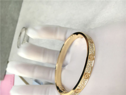 Kualitas Diamond High End Custom Jewelry Love Bracelet 18K Kuning Emas pabrik