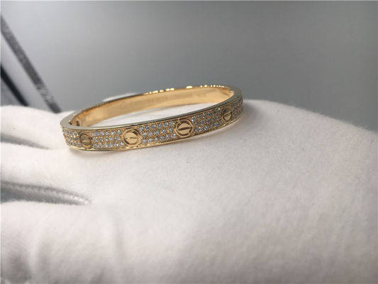 Kualitas Diamond High End Custom Jewelry Love Bracelet 18K Kuning Emas pabrik