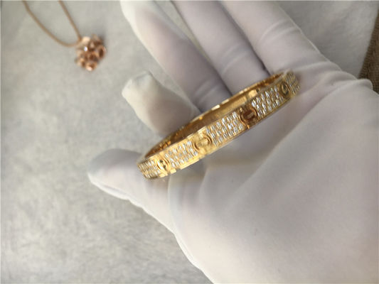 Kualitas Diamond High End Custom Jewelry Love Bracelet 18K Kuning Emas pabrik