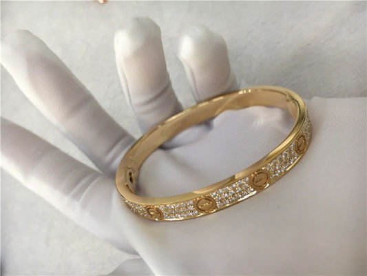 Kualitas Diamond High End Custom Jewelry Love Bracelet 18K Kuning Emas pabrik