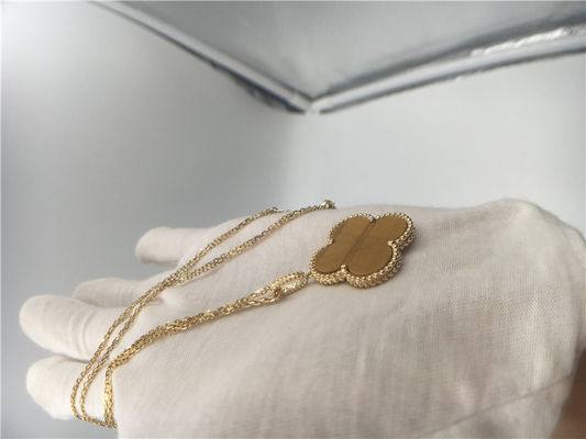 Kualitas Kustom Buatan Tangan Wanita 18K Kalung Emas Dengan Bois D'Amourette / Batu Permata Coklat pabrik