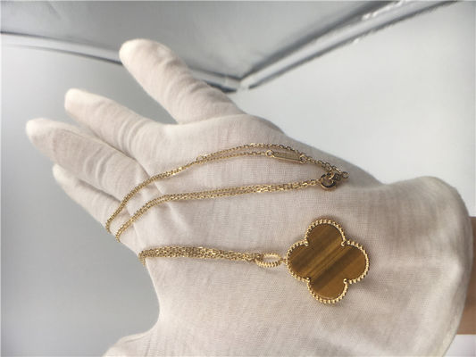 Kualitas Kustom Buatan Tangan Wanita 18K Kalung Emas Dengan Bois D'Amourette / Batu Permata Coklat pabrik