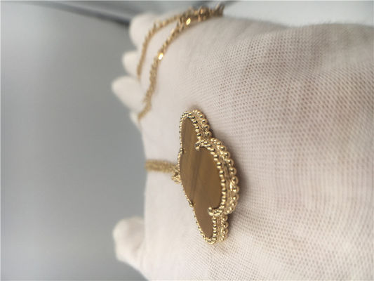 Kualitas Kustom Buatan Tangan Wanita 18K Kalung Emas Dengan Bois D'Amourette / Batu Permata Coklat pabrik