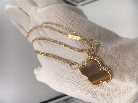 Kualitas Kustom Buatan Tangan Wanita 18K Kalung Emas Dengan Bois D'Amourette / Batu Permata Coklat pabrik