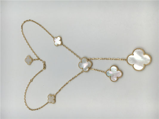 Kualitas White Mother Of Pearl Van Cleef Arpels Magic Alhambra Necklace 18k Yellow Gold pabrik