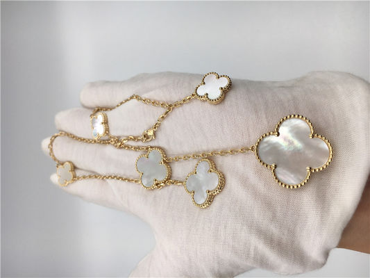 Kualitas White Mother Of Pearl Van Cleef Arpels Magic Alhambra Necklace 18k Yellow Gold pabrik