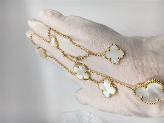 Kualitas White Mother Of Pearl Van Cleef Arpels Magic Alhambra Necklace 18k Yellow Gold pabrik