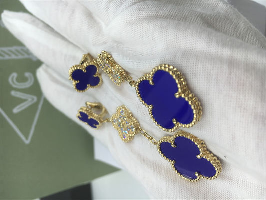 Kualitas VCARO9II00 Van Cleef Vintage Alhambra Earrings Dengan Malachite / Berlian pabrik