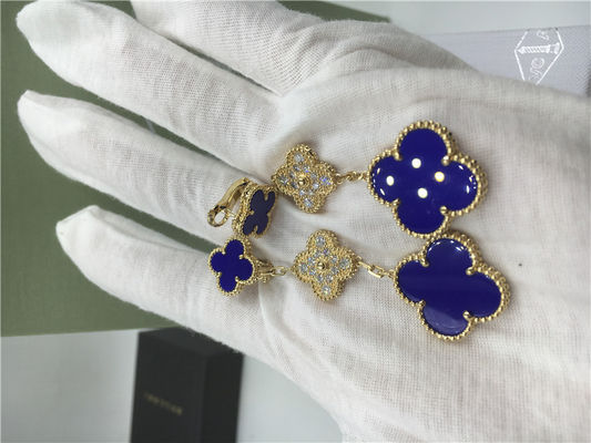 Kualitas VCARO9II00 Van Cleef Vintage Alhambra Earrings Dengan Malachite / Berlian pabrik