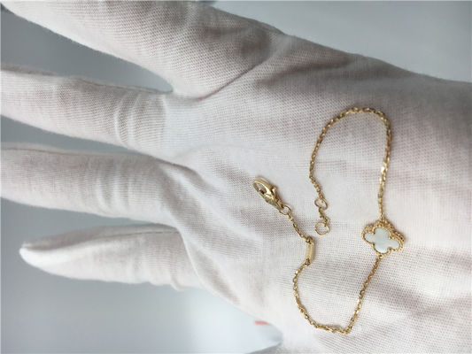 Kualitas Van Cleef Arpels Gelang Alhambra Manis Emas kuning 18 karat dengan mutiara putih pabrik