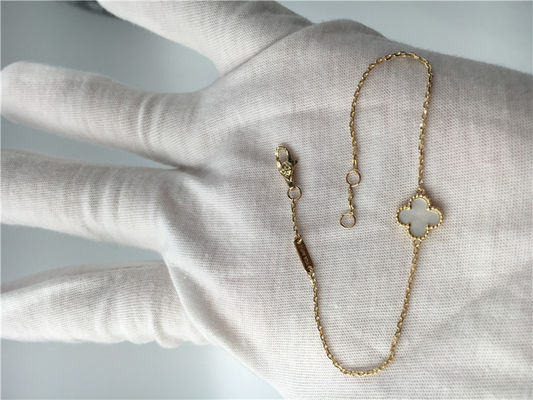 Kualitas Van Cleef Arpels Gelang Alhambra Manis Emas kuning 18 karat dengan mutiara putih pabrik
