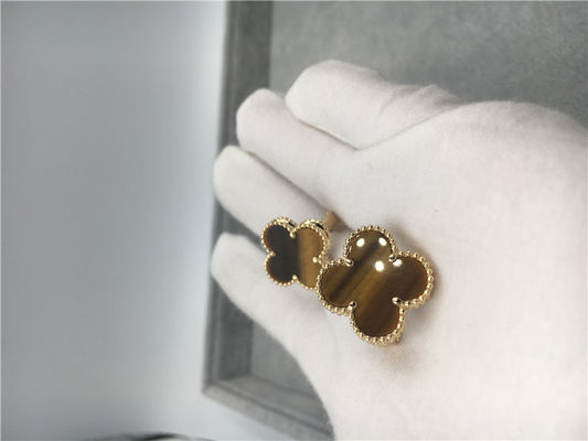 Kualitas Anting Van Cleef Arpels Vintage Alhambra Emas kuning 18k dengan bois d'amourette pabrik