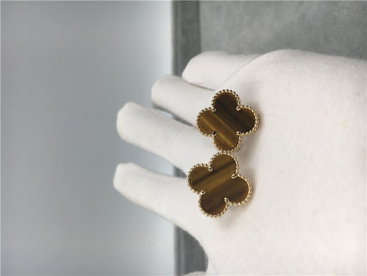 Kualitas Anting Van Cleef Arpels Vintage Alhambra Emas kuning 18k dengan bois d'amourette pabrik