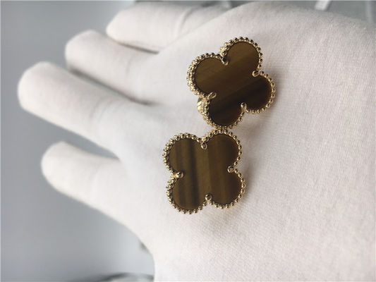 Kualitas Anting Van Cleef Arpels Vintage Alhambra Emas kuning 18k dengan bois d'amourette pabrik