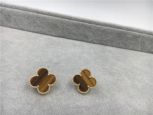 Kualitas Anting Van Cleef Arpels Vintage Alhambra Emas kuning 18k dengan bois d'amourette pabrik