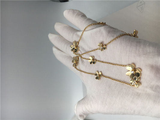 Kualitas Kalung Emas Kuning 18k Dengan Berlian Bulat, 9 Bunga Van Cleef Frivole Necklace pabrik