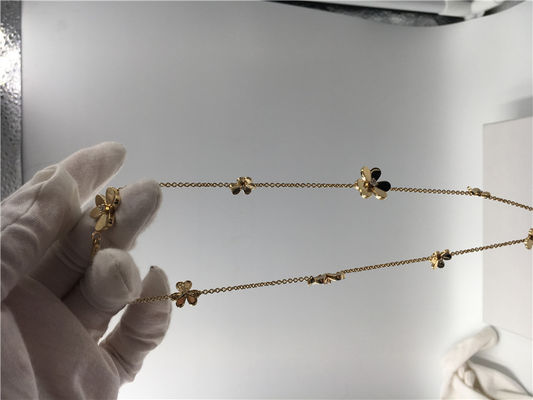 Kualitas Kalung Emas Kuning 18k Dengan Berlian Bulat, 9 Bunga Van Cleef Frivole Necklace pabrik