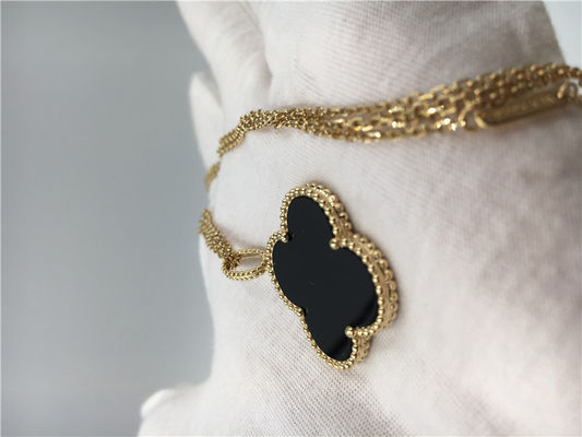 Kualitas Mewah Gaya Vintage Perhiasan Emas 18K Alhambra Kalung Panjang Untuk Pacar pabrik