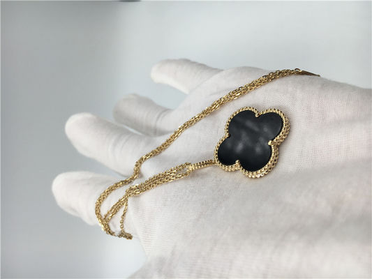 Kualitas Mewah Gaya Vintage Perhiasan Emas 18K Alhambra Kalung Panjang Untuk Pacar pabrik