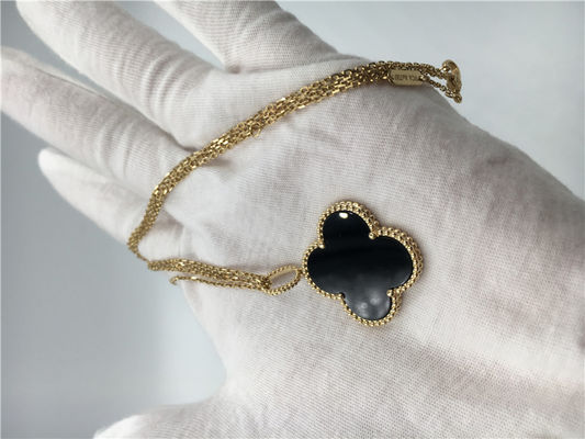 Kualitas Mewah Gaya Vintage Perhiasan Emas 18K Alhambra Kalung Panjang Untuk Pacar pabrik