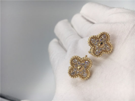 Kualitas Berlian Bulat Vintage Anting Emas 18K Buatan Tangan Untuk Istri / Pacar pabrik
