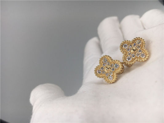 Kualitas Berlian Bulat Vintage Anting Emas 18K Buatan Tangan Untuk Istri / Pacar pabrik
