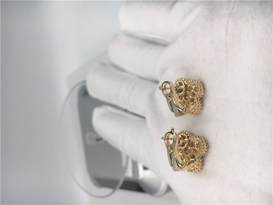Kualitas Berlian Bulat Vintage Anting Emas 18K Buatan Tangan Untuk Istri / Pacar pabrik
