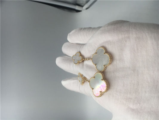Kualitas Anting Van Cleef Dengan 2 Motif, Anting Van Cleef Emas Kuning 18k Ibu Dari Mutiara pabrik