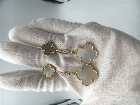 Kualitas Anting Van Cleef Dengan 2 Motif, Anting Van Cleef Emas Kuning 18k Ibu Dari Mutiara pabrik