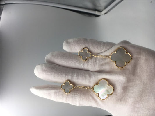 Kualitas Anting Van Cleef Dengan 2 Motif, Anting Van Cleef Emas Kuning 18k Ibu Dari Mutiara pabrik