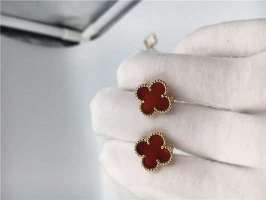Kualitas Van Cleef Arpels Sweet Alhambra earstuds emas kuning 18k dengan carnelian pabrik