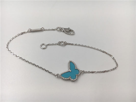 Kualitas Tidak Ada Berlian Manis 18K Gelang Emas Turquoise Dengan Batu Permata Bentuk Kupu-kupu pabrik