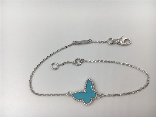 Kualitas Tidak Ada Berlian Manis 18K Gelang Emas Turquoise Dengan Batu Permata Bentuk Kupu-kupu pabrik