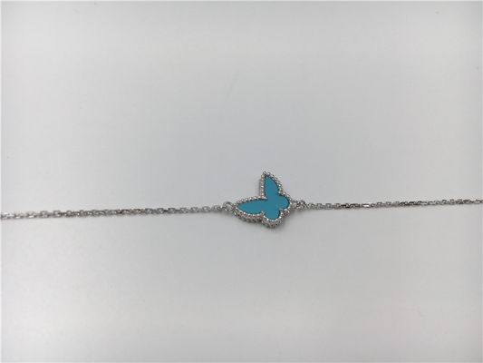 Kualitas Tidak Ada Berlian Manis 18K Gelang Emas Turquoise Dengan Batu Permata Bentuk Kupu-kupu pabrik
