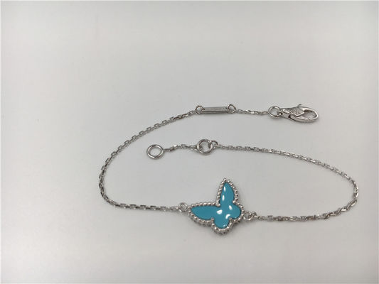 Kualitas Tidak Ada Berlian Manis 18K Gelang Emas Turquoise Dengan Batu Permata Bentuk Kupu-kupu pabrik