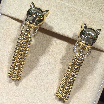 Kualitas Anting Berlian Berbentuk Panther, Anting Vintage Emas Kuning 18K pabrik