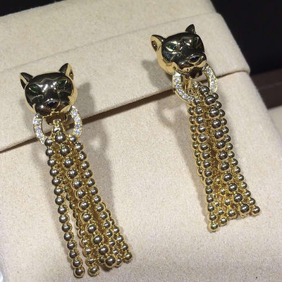 Kualitas Anting Berlian Berbentuk Panther, Anting Vintage Emas Kuning 18K pabrik