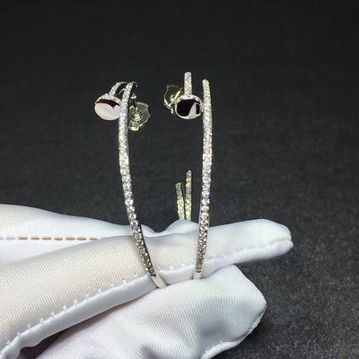 Kualitas No Gemstone Juste Un Clou Earrings Bentuk Kuku Emas Putih 18K Dengan Berlian pabrik
