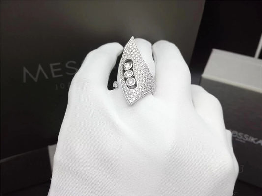 Kualitas Cincin Berlian Emas Putih 18K, Cincin Pertunangan Pernikahan Wanita Dengan Desain Tanduk pabrik