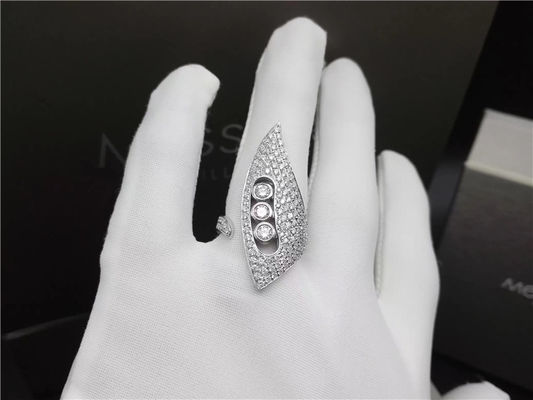 Kualitas Cincin Berlian Emas Putih 18K, Cincin Pertunangan Pernikahan Wanita Dengan Desain Tanduk pabrik