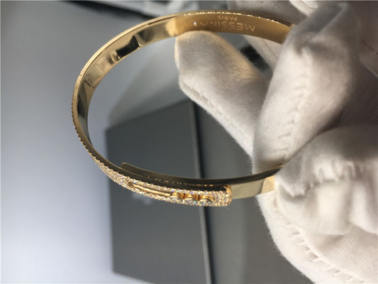 Kualitas Kustom 3pcs Moving Diamond Bangle Bracelet Kuning Emas Dengan Bentuk Pelana pabrik