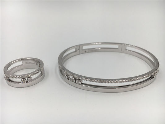 Kualitas Saddle Shape Moving Diamond Bracelet, Gelang Gelang Emas Putih Wanita 18kk pabrik
