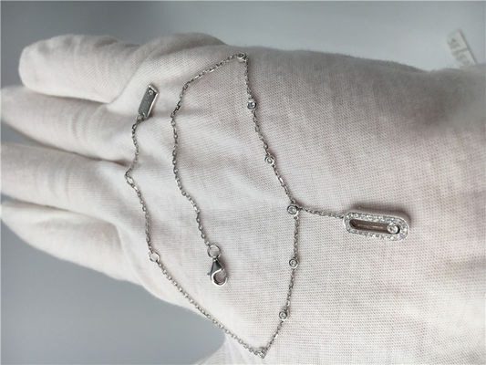 Kualitas Gelang Pergelangan Kaki Emas Putih 18K Elegan Desain Sederhana Dengan Satu Berlian Bergerak pabrik