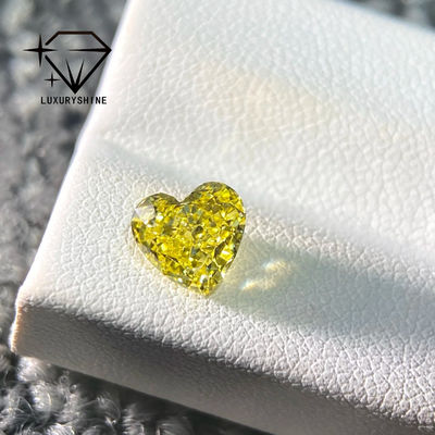 Kualitas LuxuryShine VS1 Berlian Buatan Laboratorium Kuning Mewah Bentuk Hati 1CT 2CT 3CT 4CT 5CT Berlian Asli Dengan Sertifikat IGI pabrik