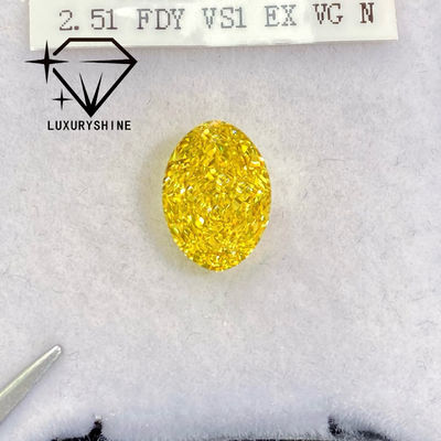 Kualitas LuxuryShine VVS-VS Fancy Yellow/Light Yellow/Fancy Intense/Vivid Yellow Lab Grown Diamond 1CT 2CT 3CT 4CT 5CT Oval Excellent Cut dengan Sertifikat & Perhiasan yang Disesuaikan pabrik