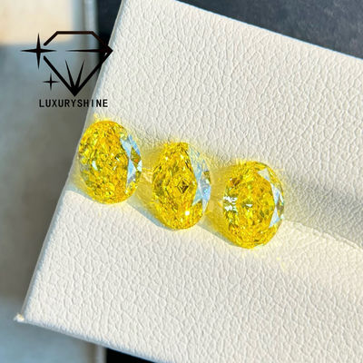 Kualitas LuxuryShine VVS-VS Fancy Yellow/Light Yellow/Fancy Intense/Vivid Yellow Lab Grown Diamond 1CT 2CT 3CT 4CT 5CT Oval Excellent Cut dengan Sertifikat & Perhiasan yang Disesuaikan pabrik