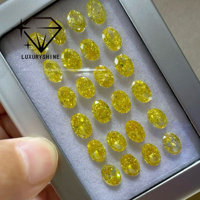 Kualitas LuxuryShine VVS-VS Fancy Yellow/Light Yellow/Fancy Intense/Vivid Yellow Lab Grown Diamond 1CT 2CT 3CT 4CT 5CT Oval Excellent Cut dengan Sertifikat & Perhiasan yang Disesuaikan pabrik
